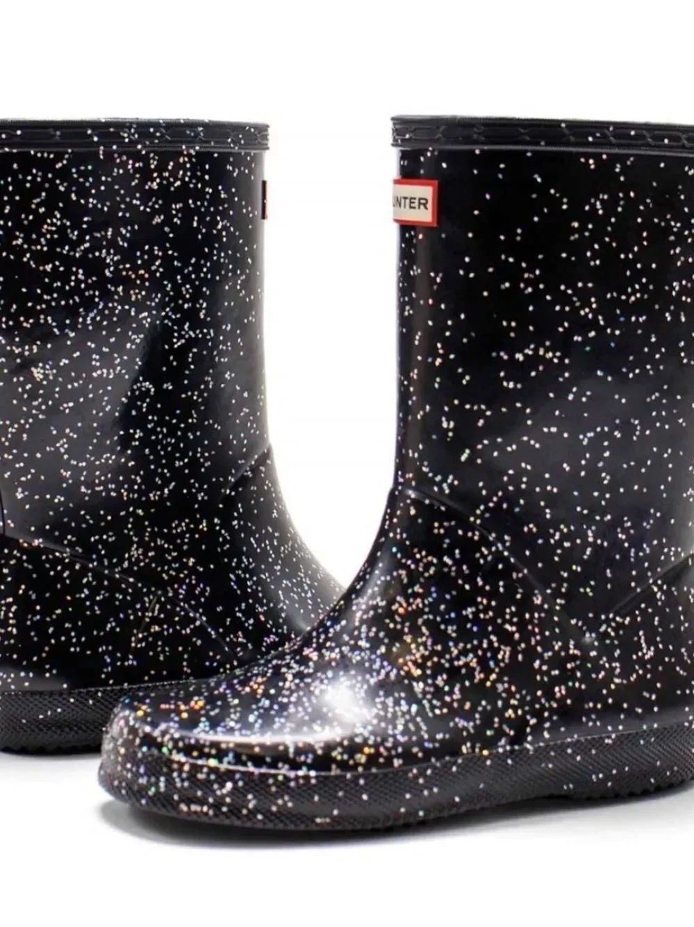 Hunter Black Glitter Rain Boots Sz 11 (UK 9)